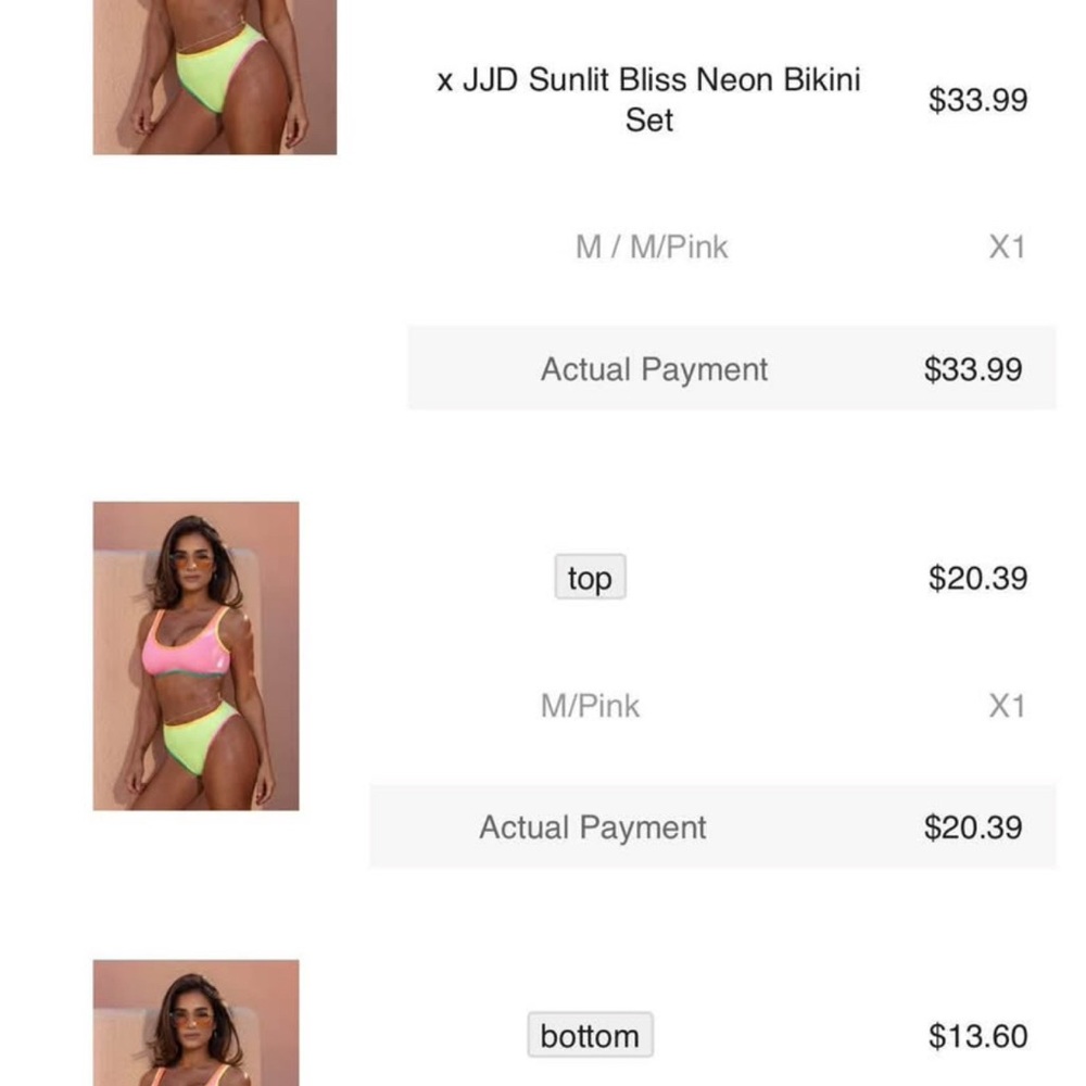 Cupshe Neon Pink and Green Bikini Set